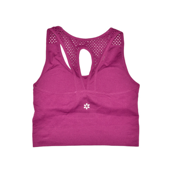NINE WEST ACTIVE NEW $38 Mesh Strap Sports Bra in‎ Purple Flower S/M - Picture 2 of 2